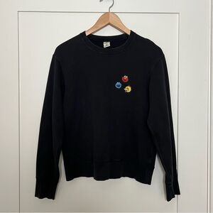 Kaws x Uniqlo Sesame Street Sweatshirt Unisex Size XS Black Embroidered Crewneck